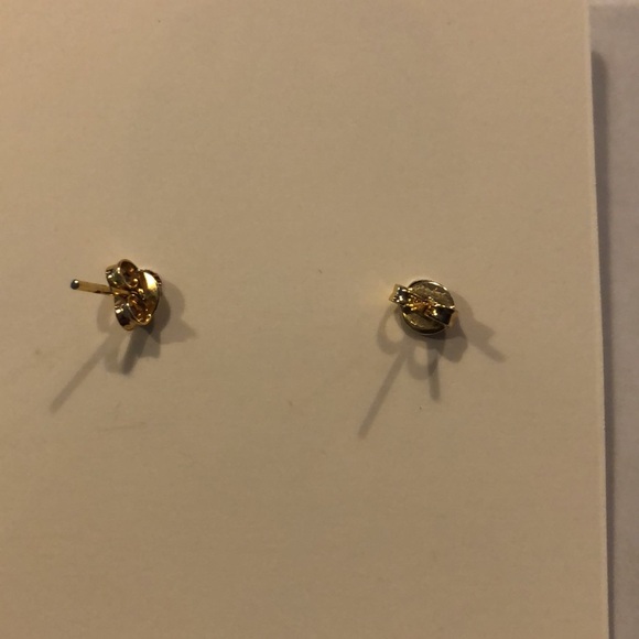 Gold tone Navy Dangle Earrings - Picture 2 of 3